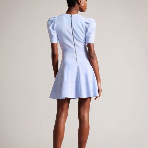 Ted Baker - Puff Sleeve Dress in Light Blue Colour, - Picture 3 of 5